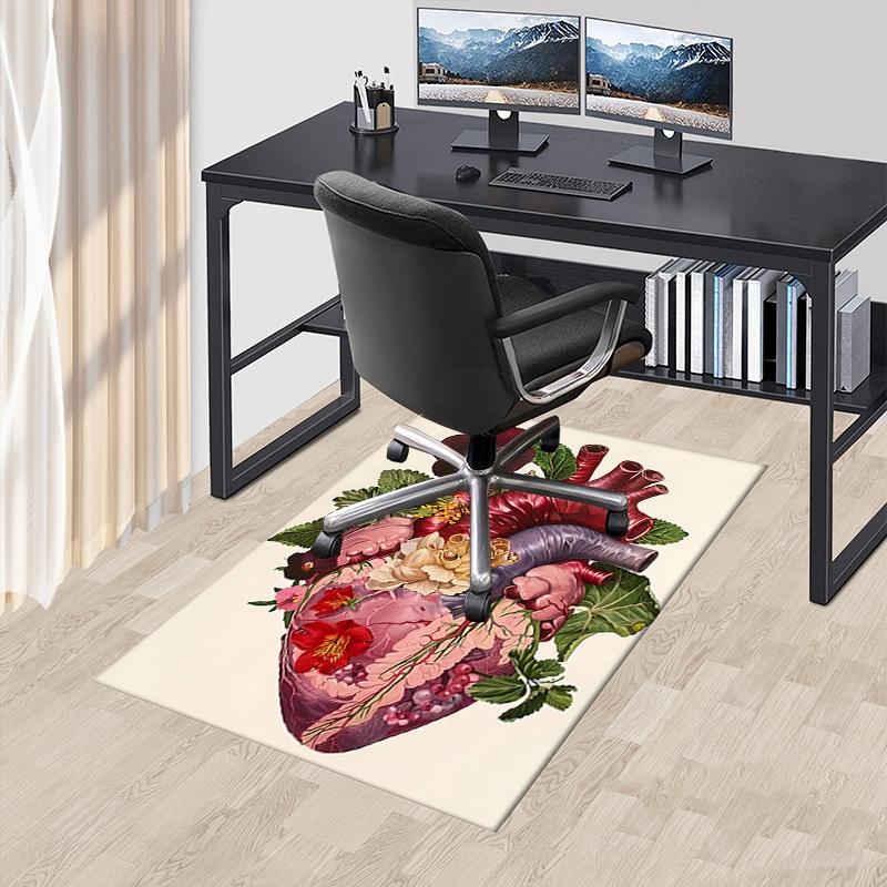 

Heart Flower Theme Chair Mat Office Carpet: Oversized Rug for Home Decor, Sofa Carpet, Desk Mat Perfect Gift for Any Room in Bedroom or Living Room 60cm by 90cm