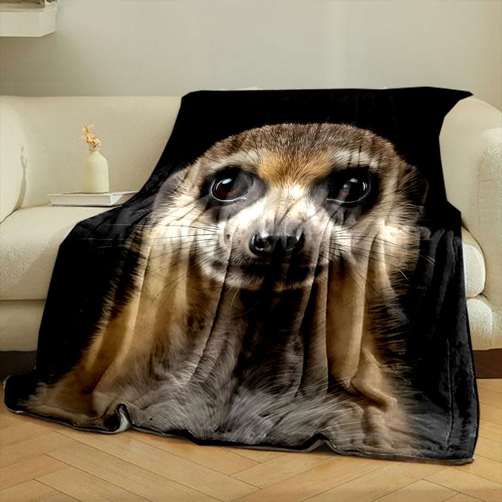 Süßes Erdmännchen Porträt Decke Schlafzimmer Decke für Wohnzimmer Sofa Mittagspause Weicher Überwurf für Freundes Festival Geschenk