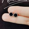 Stone Punk Delicate Earrings for Men Fashion Jewelry Korean Style Earrings Black Agate Stud Earring