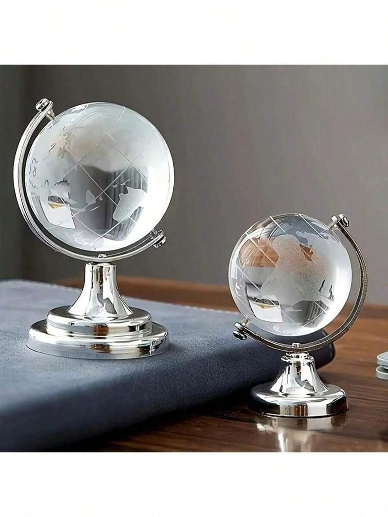 Crystal Globe High Transparency 3D Rotating Crystal Globe Office Living Room Decor,  Style Creative Desktop Ornament.