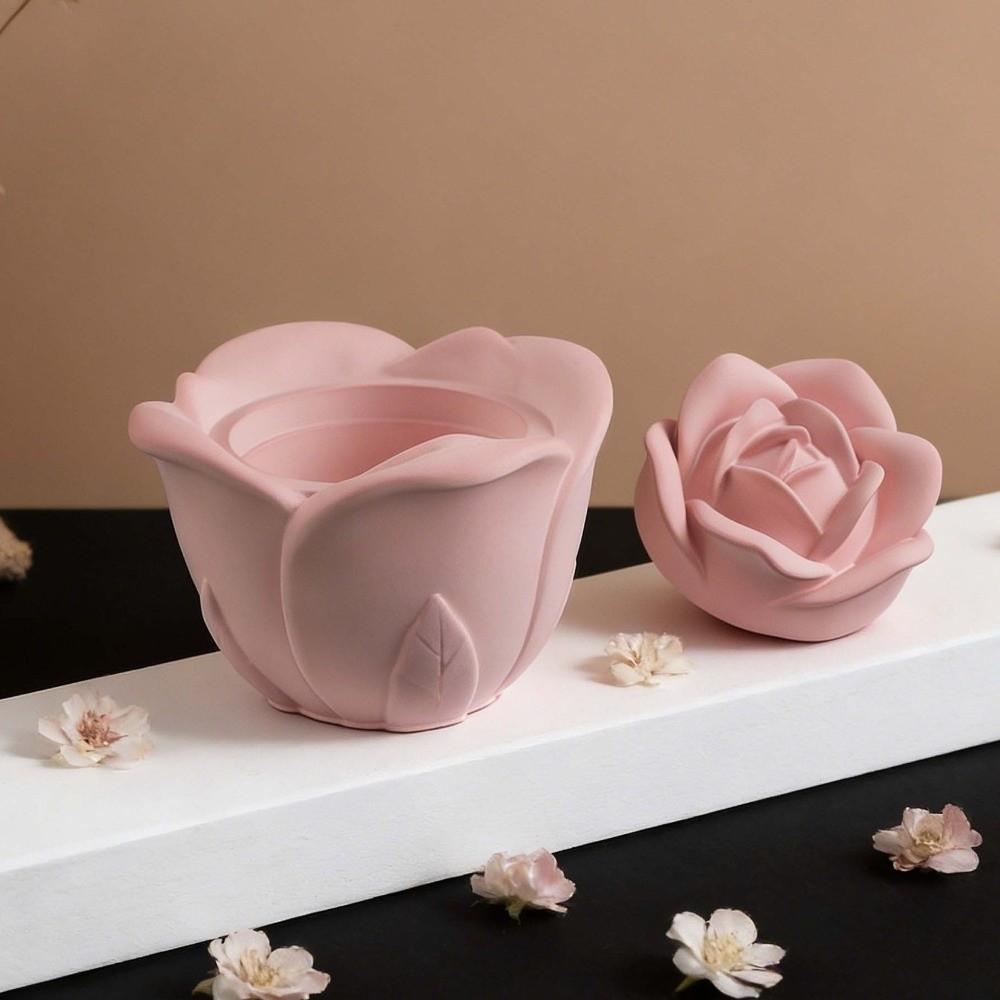 Silicone Rose Flower Molds Handmade Storage Box Molds Candle Vessel Storage Jar Molds Craft Tool