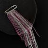Fringed Beaded Chain Brooch Silver Red Beads Suit Pin Vintage Pendant for Women Elegant Office Party Gift