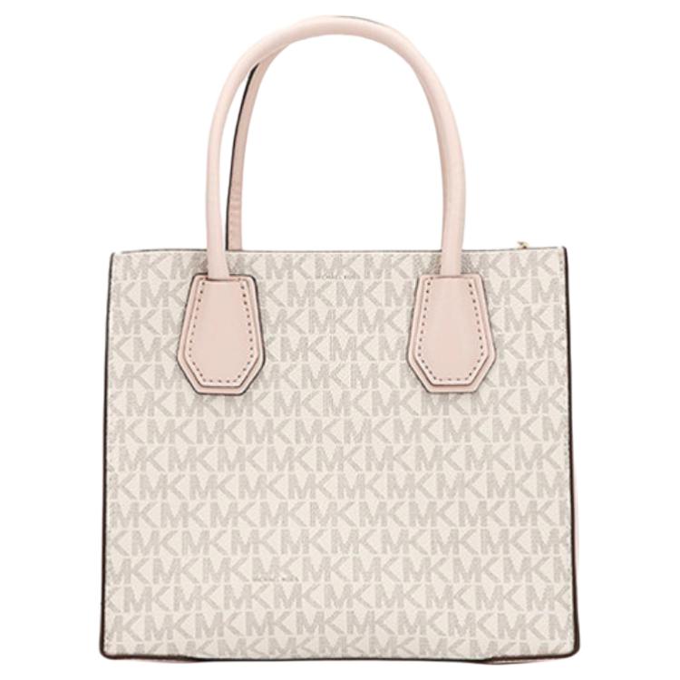 New MICHAEL KORS Mercer Leather Trunk Bag, Shoulder Bag, Crossbody Bag, Handbag Medium Size Women's Cherry Blossom Pink 35S1GM9M2B-POWDER-BLUSH