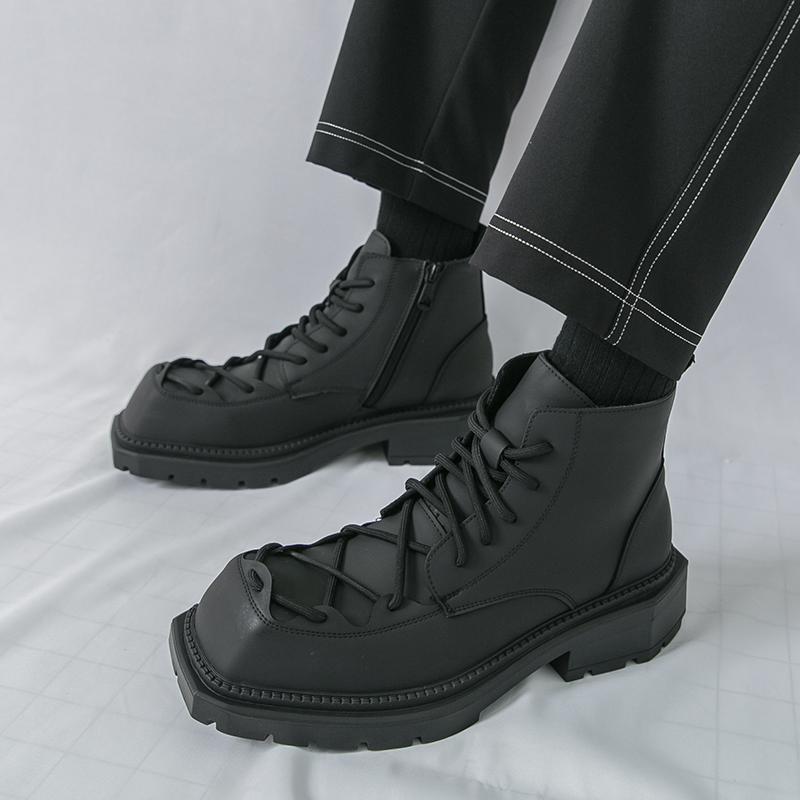 Men All Season Boots Leather Casual Fashion Outdoor Street Durable Non Slip Comfortable Wear For Daily Use