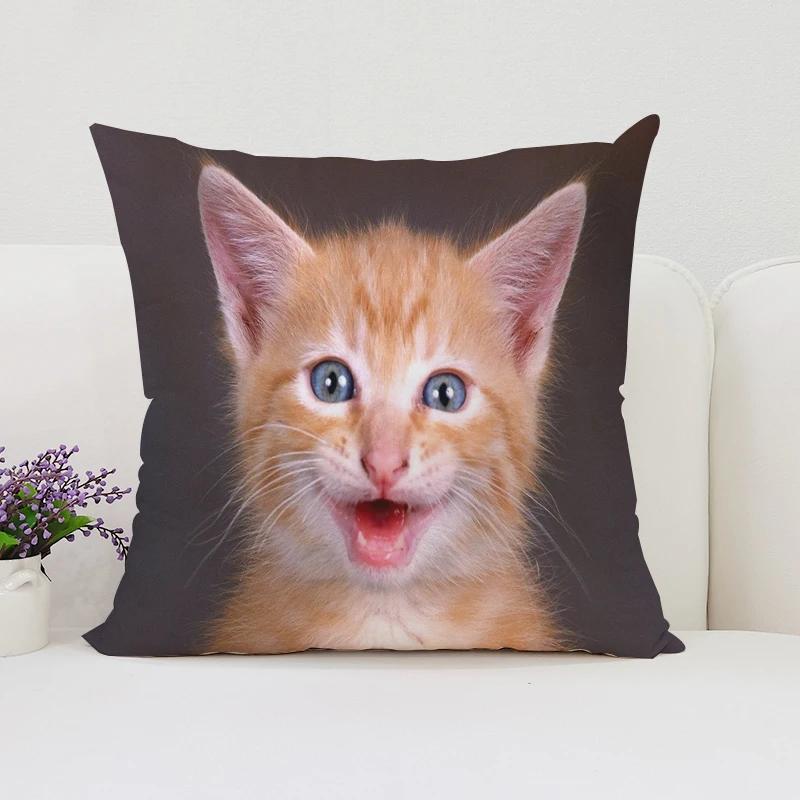 Cute Cat Decorative Pillow Cover 45x45 Cushions Covers Pillowcase 45*45 Bed Pillowcases Cover for Living Room Cushions Cushion