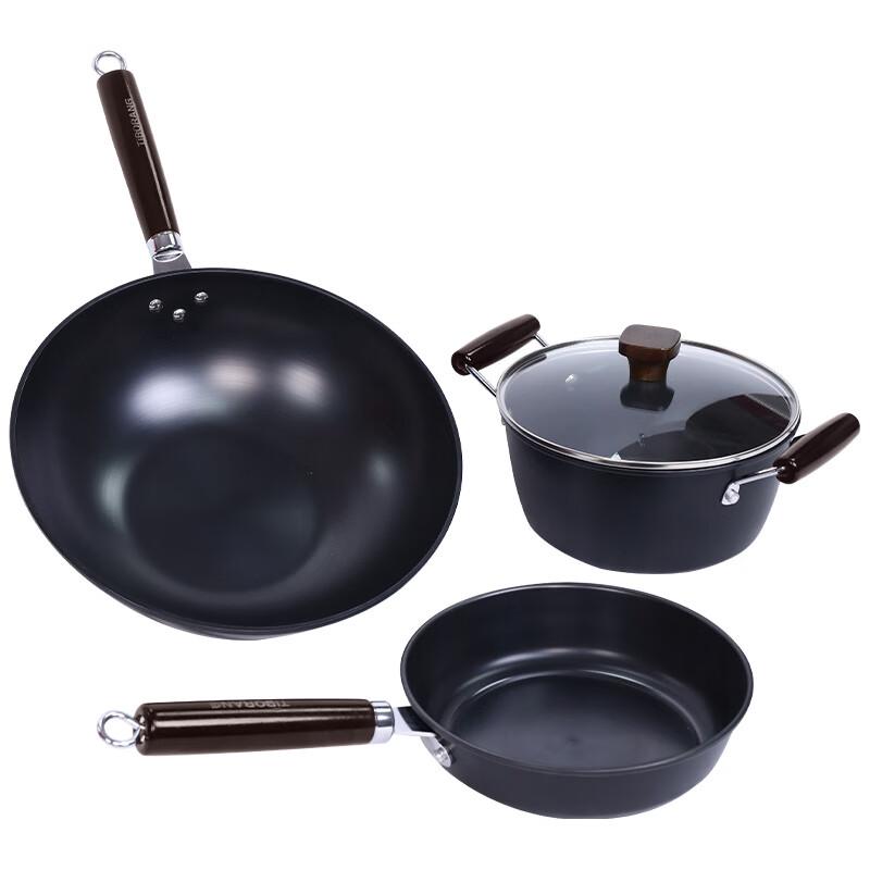 TIBORANG Wujiang Non-Coated Iron Cookware Set (3-Piece)