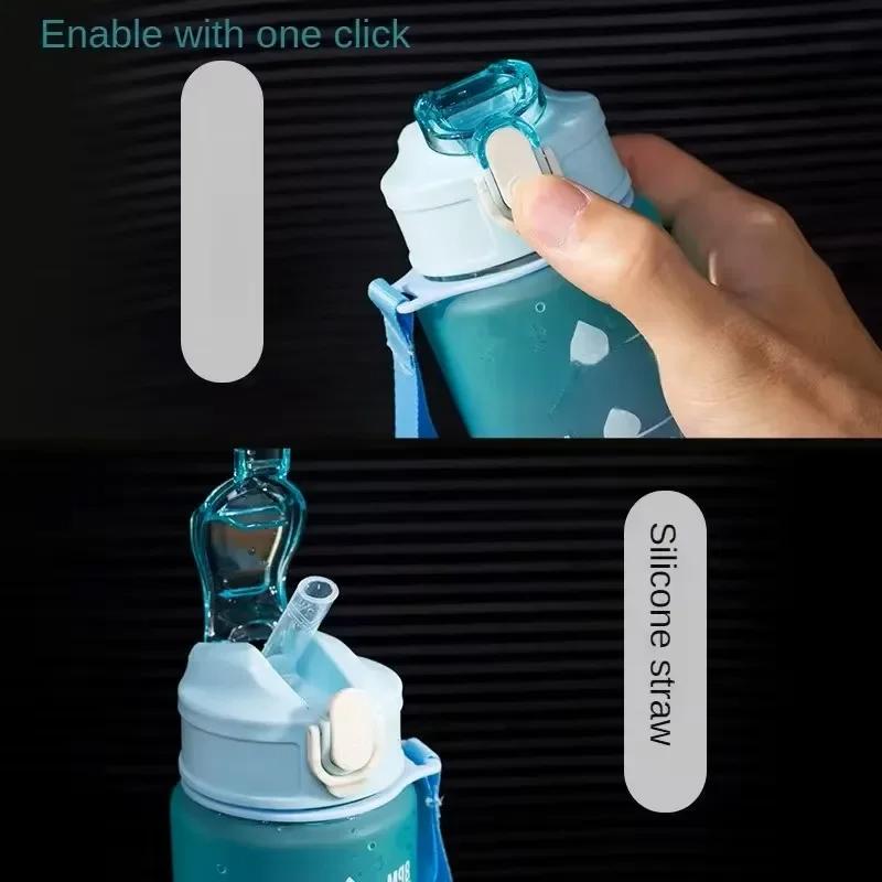 750ml KPop Demon Hunters Gradient Water Bottles High-capacity Drinking Straw Cup Portable Girl Office School Outdoor Bottles