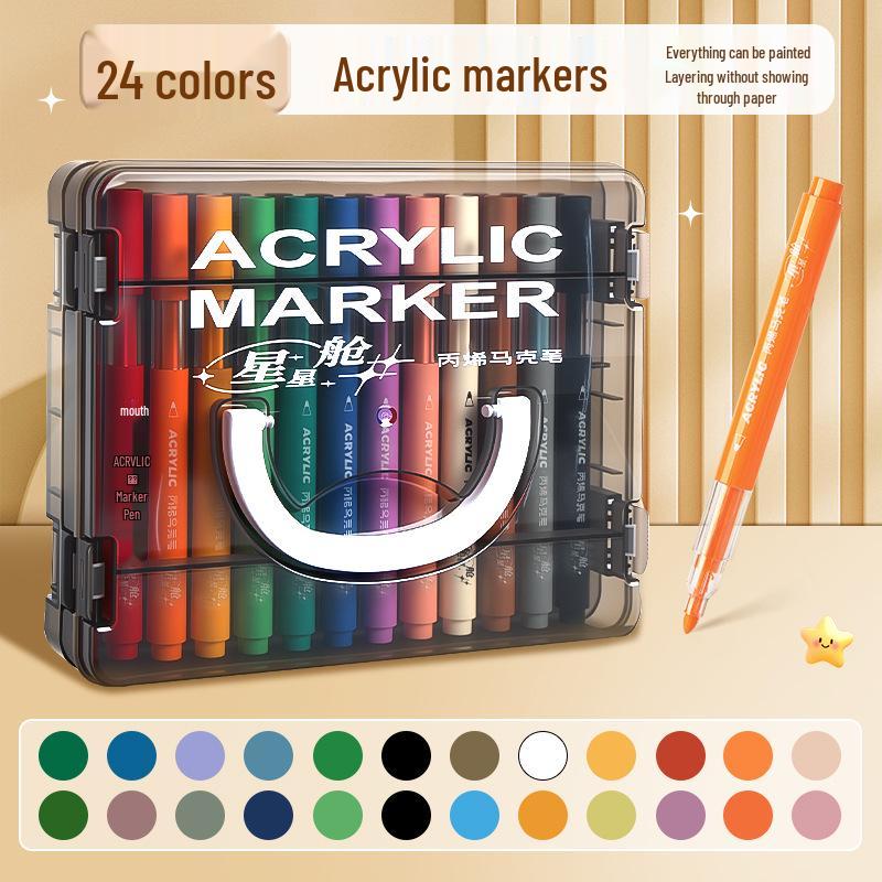 Stackable Soft Tip Acrylic Markers - Opaque Colors for Art & Drawing