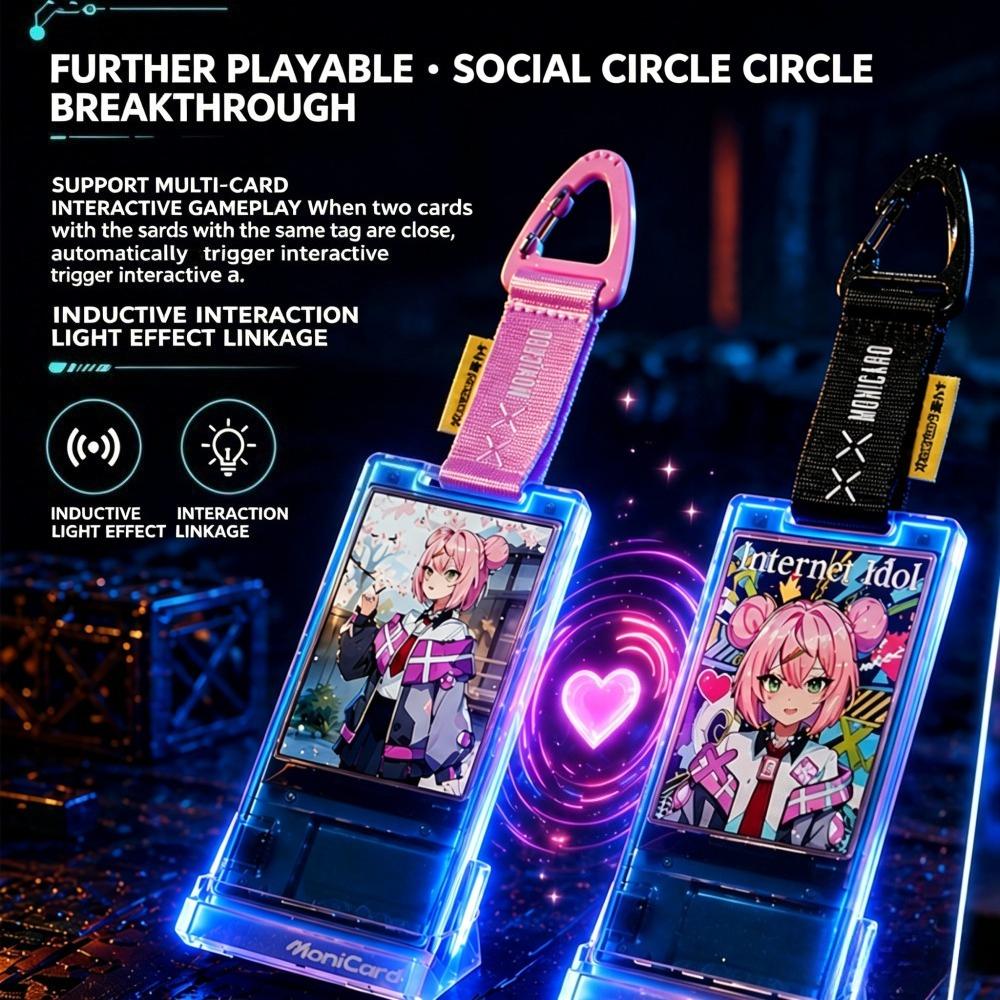 Monicard Kouzelná karta Elektronická vstupenka Odznak NFC Bluetooth Chytrý digitální odznak Přizpůsobitelná GIF obrazovka Anime Trendy přívěsek Dárky