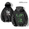 Korn Rock Band World Tour pulóverek Vintage mosott férfi pulóverek Pamut Hip Hop utcai ruházat Kapucnis pulóver Laza Y2K felsők