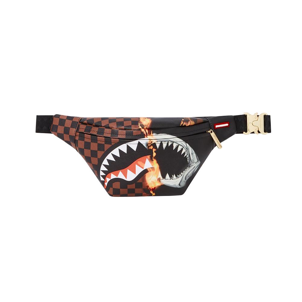 New SPRAYGROUND PVC Crossbody Bag, Fanny Pack Trumpets Unisex Brown W0845112