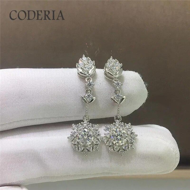 

Серьги-подвески с муассанитом GRA цвета D 1 карат Lucky Compass, 100% серебро 925 пробы, серьги с ультра белыми бриллиантами цвета D VVS, ювелирные изделия