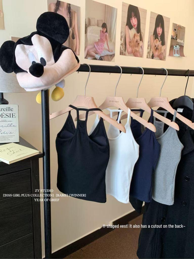 Women's Halter Neck Vest with Side Bust Support, Chest Pads, Slimming Waist, and Back Shaping for Summer Outerwear or Inner Layer