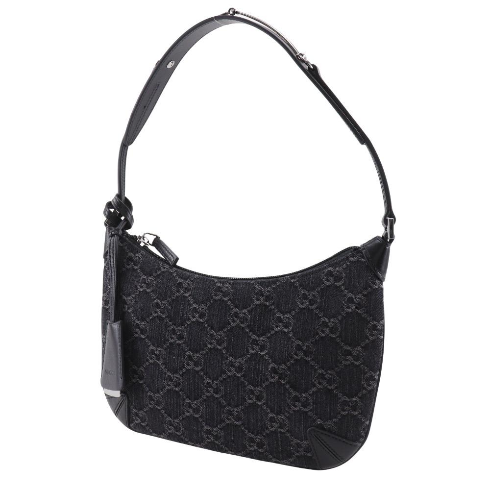 GUCCI Horsebit Slim Small Shoulder Shoulder Bag 774719 GG black denim Women Used