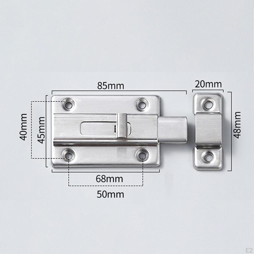 Door Bolt Security Slide Latch Lock,Stainless Steel with 6 Screws,Slide Sliding Lock