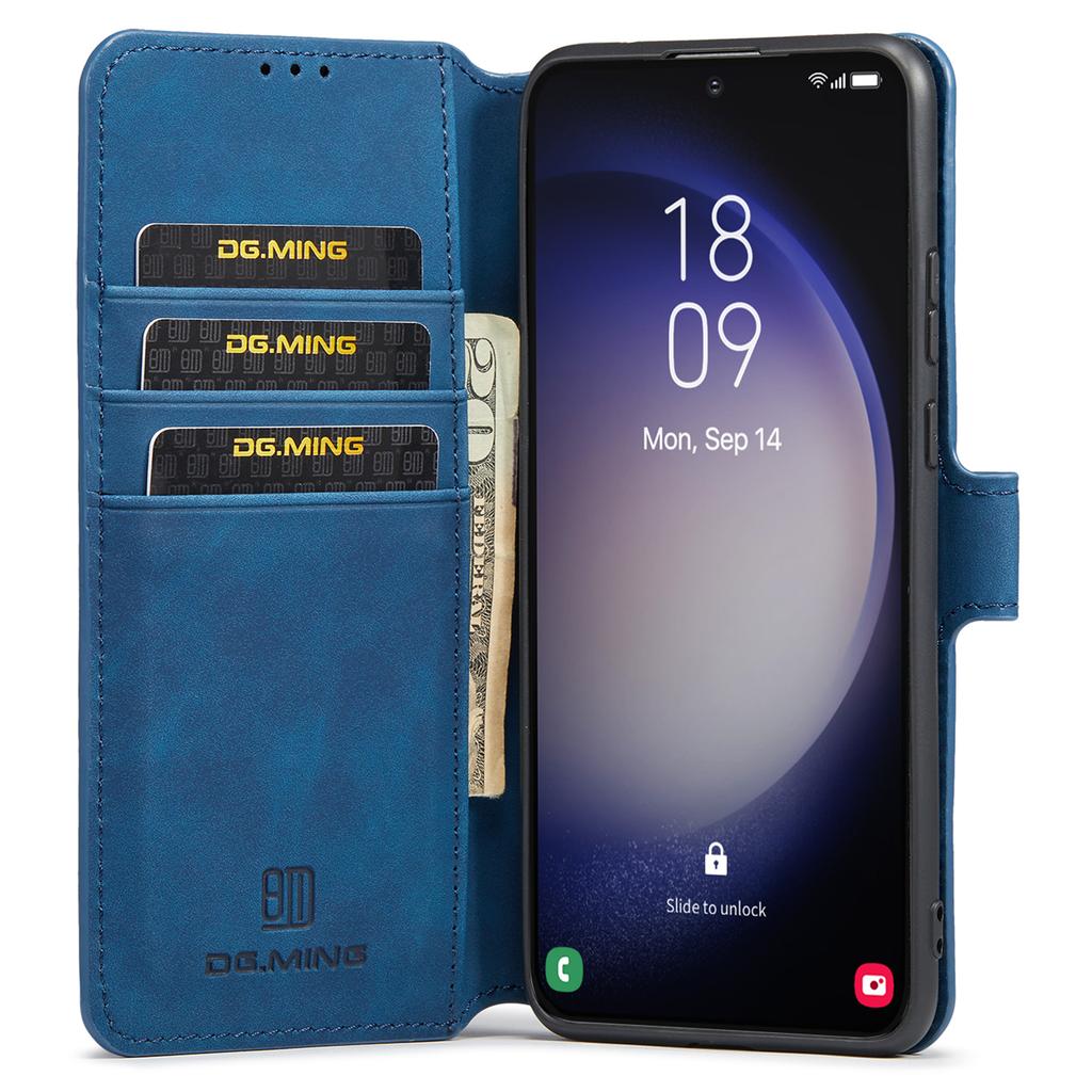 DG.MING For Samsung Galaxy S23 Retro PU Leather Stand Cover Shockproof Wallet Phone Case