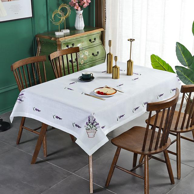 Living Room Dining Table Printing Cloth Tablecloth Supply White Modern Simple Household Decoration Round Table Cloth