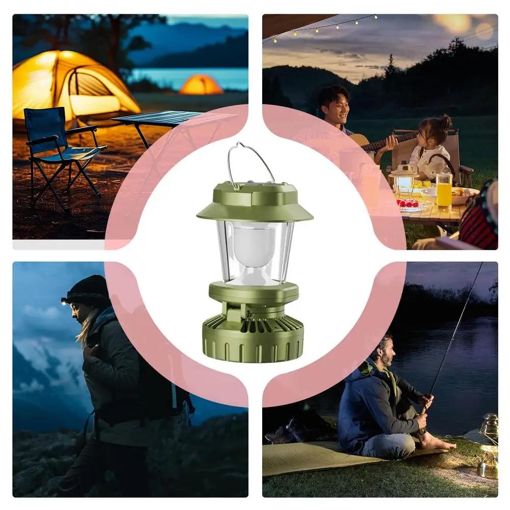 Barbecue fan camping light rechargeable tent environmental light outdoor portable emergency work light bright flashlight fishing hiking