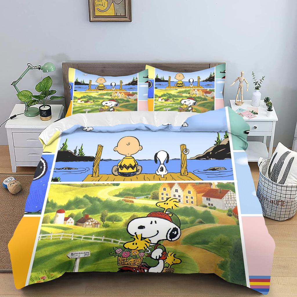 Snoopy Quilt Cover for Teen Kids Bedroom Skin-Friendly Breathable Cute Printed Comforter Warmth Bedding Cartoon New Design