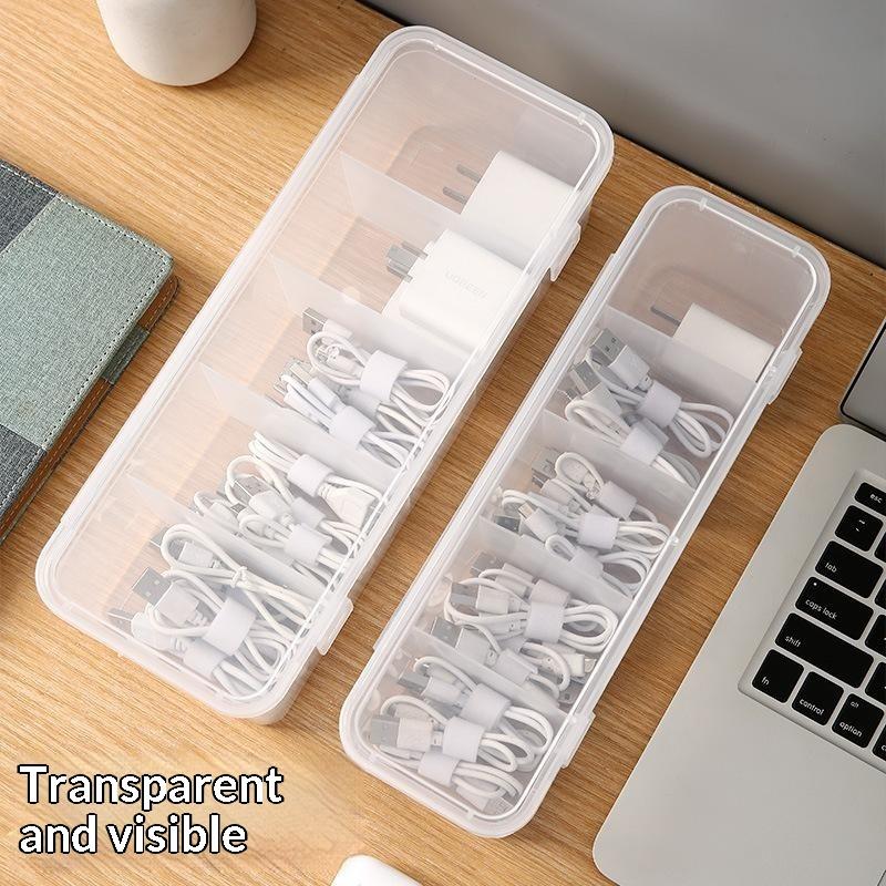 Transparent Data Cable Organizer Case Classification Dustproof Card Organizer With Lid Clutter Collection Box For Office Home