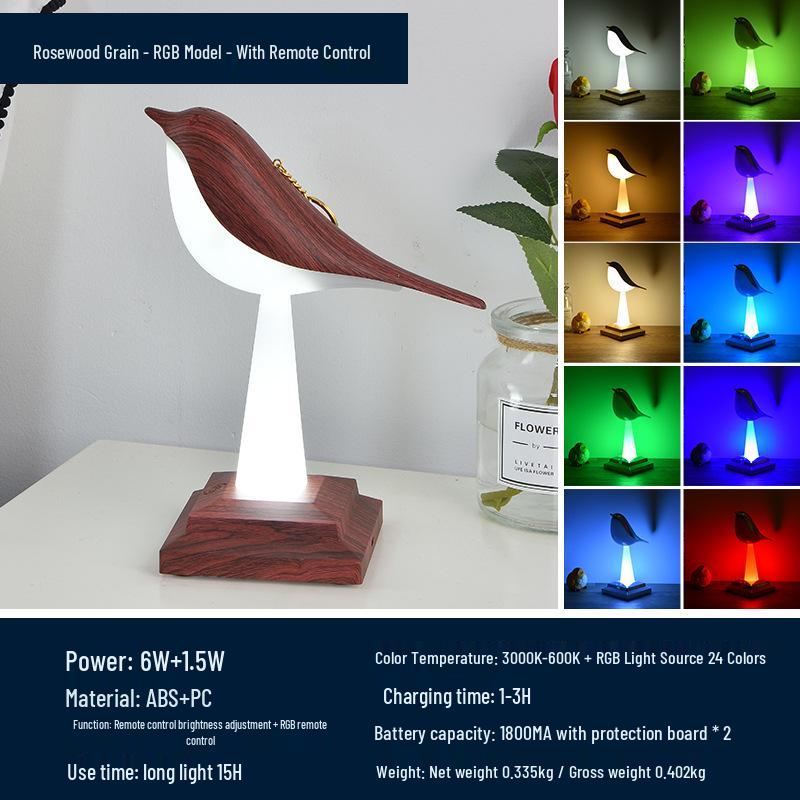 Net Celebrity Bird Aroma Desk Lamp: Creative Magpie Touch Rechargeable Decorative Night Light for Bedroom & Student Reading
