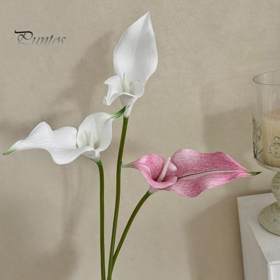 EVA Material Flowers Artificial Calla Lily Flowers, Flexible Branches Realistic Faux Flower, Retro Home Decor Soft Touch Fake Lilies for Wedding