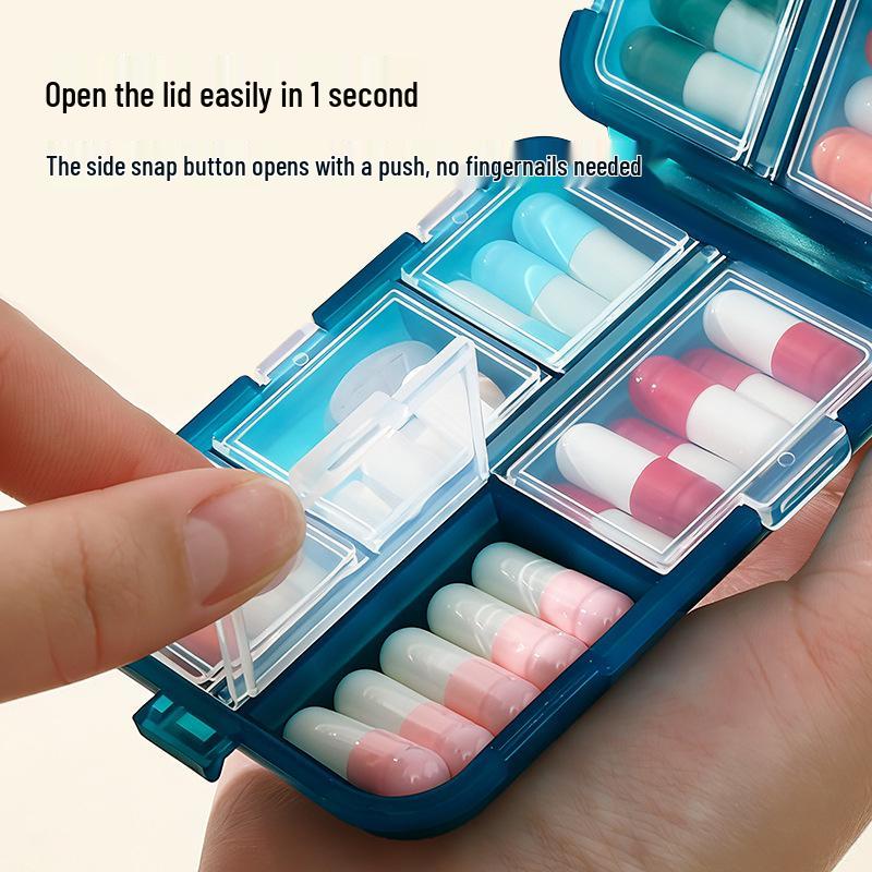 Portable Pill Organizer - 7-Day, 3-Times Daily Dispenser with Large Capacity and Medication Reminder