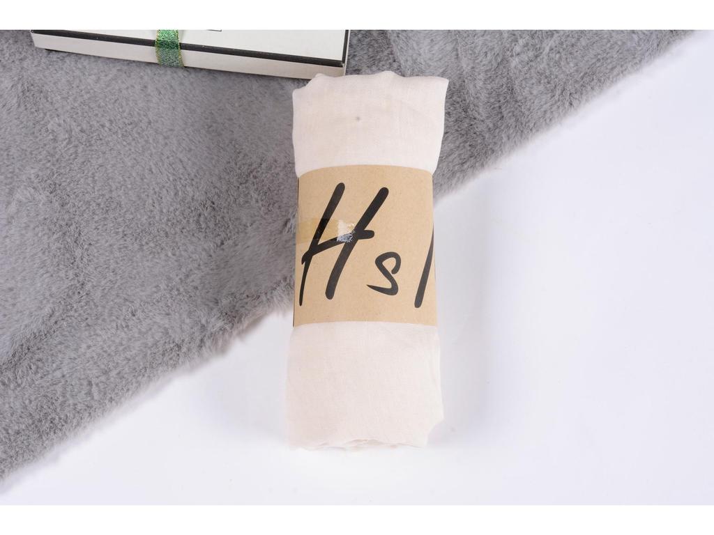 Eșarfă de bumbac și in de primăvară și vară pentru femei - Șal etnic plisat din tifon de culoare uni și batic de mătase.