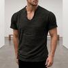 Camiseta de Hombre con Flecos Camiseta Retro de Manga Corta con Cuello en V Elegante Desgastada Camiseta de Verano para Fiesta Playa Vacaciones Gimnasio