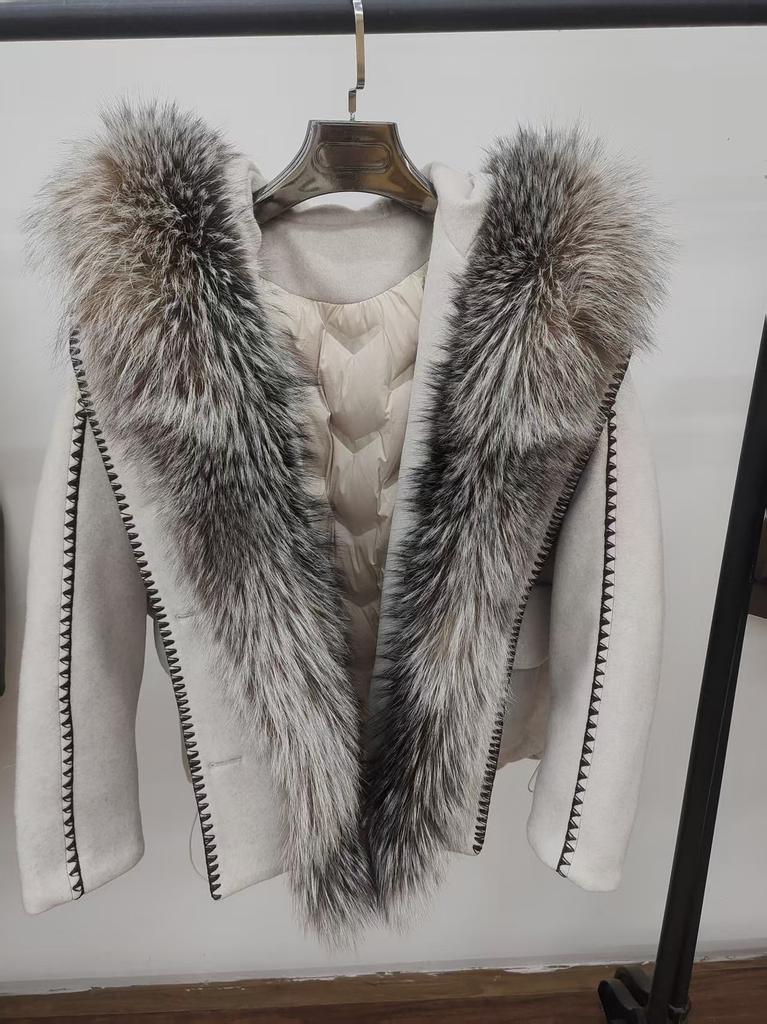 Loose natural real big fox fur collar down jacket women's winter new fashion loose thickened warm jacket