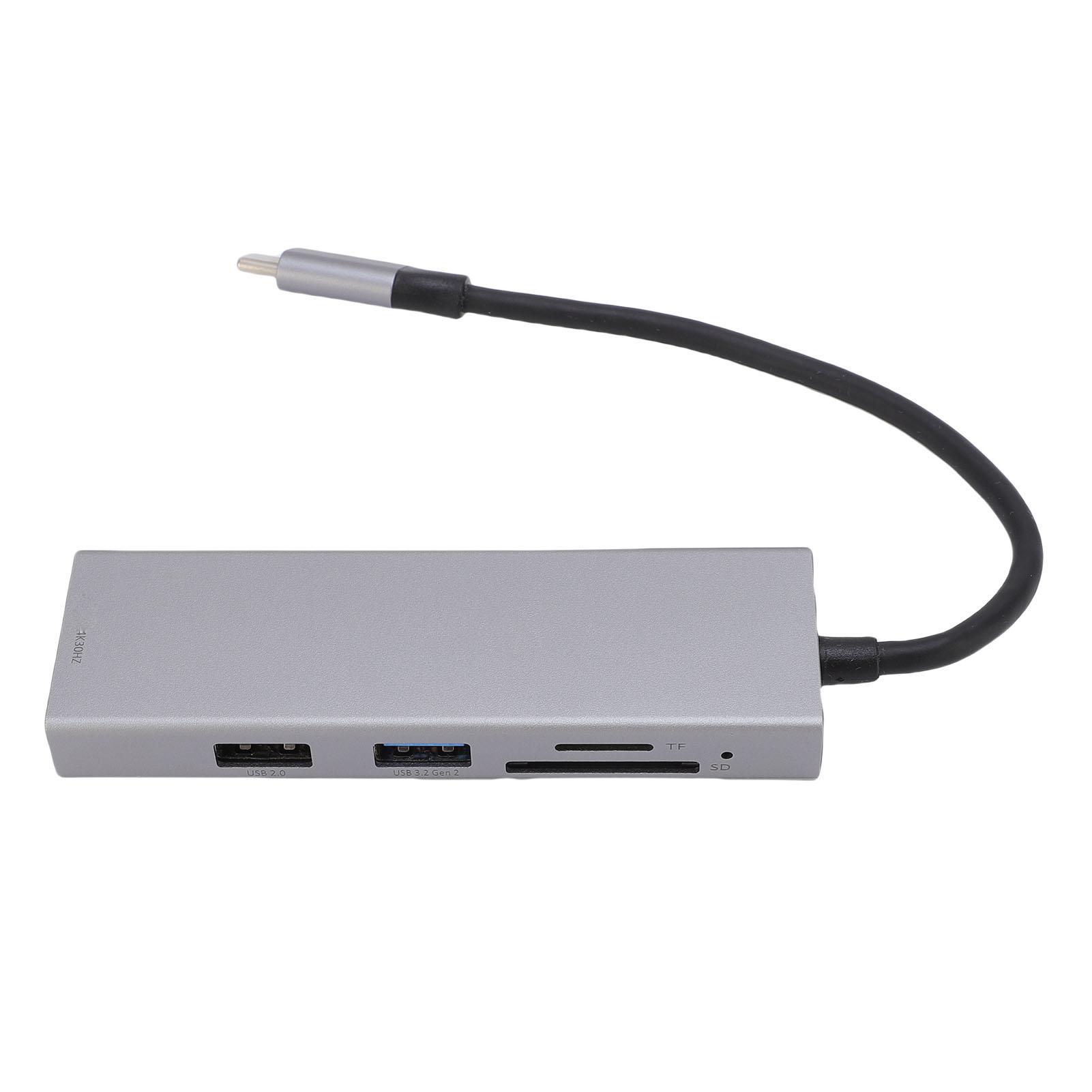 

USB C Хаб 5 в 1 Многопортовый адаптер 4K Потрясающий дисплей Док-станция Type C для ноутбуков планшетов Серый алюминиевый сплав