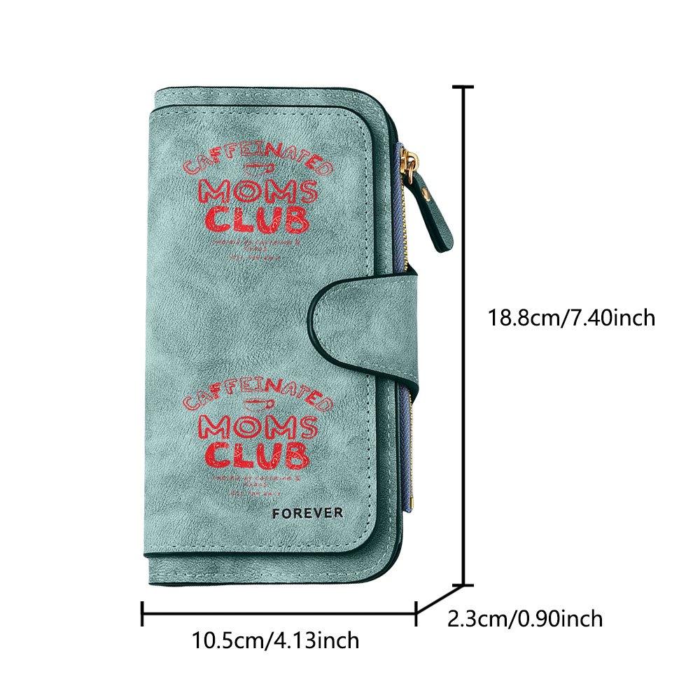 Coffee Mom Club Long Zipper Wallet Large Capacity Card Holder Unisex Clutch Bag Fashionable Zipper Coin Purse Perfect For Daily Commute Travel