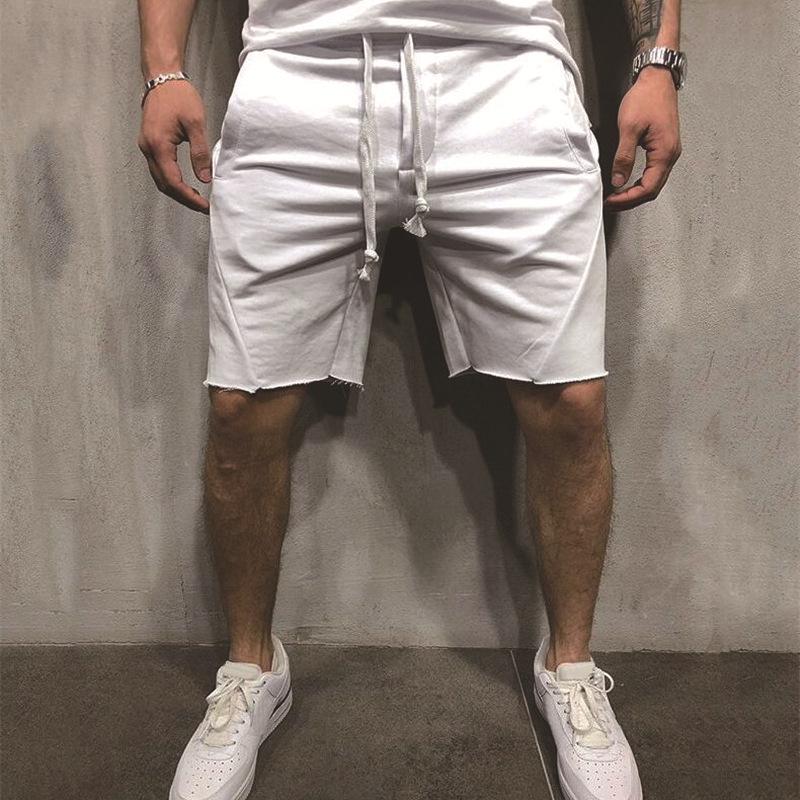 Men's Solid Color European-Size Casual Fitness Shorts for Running and Sports