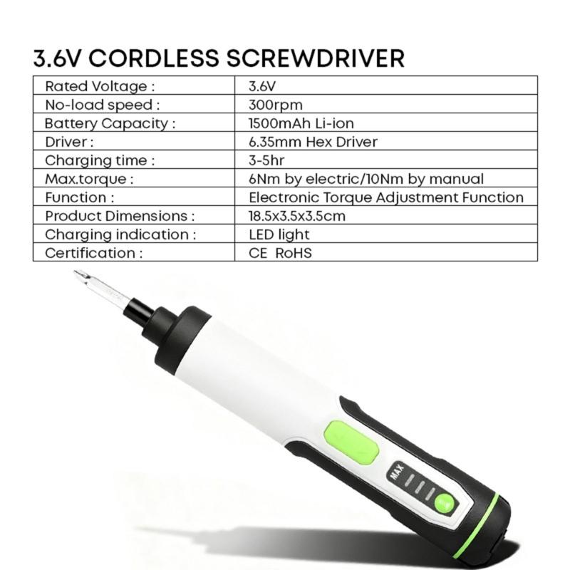 Rechargeable Screwdriver Kit 3 Speed Choices LED Light For Tight Areas Electronics