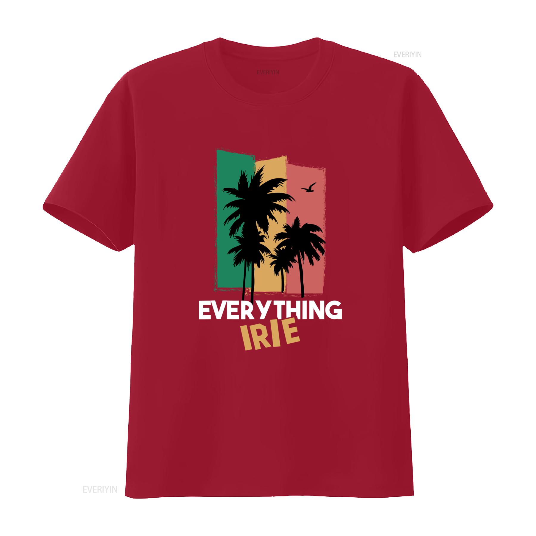

Everything Irie T Shirt Reggae Jamaica Mens Casual Cool Palm Tree Print vintage Washed graphic Comfortable Stretched S