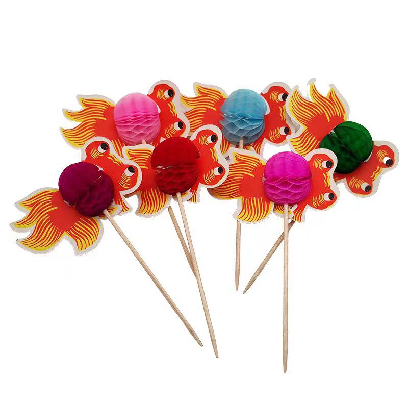 Tropical Cake & Cocktail Decoration Set: Coconut Tree, Umbrella, Insert Cards