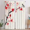 2 Pieces Elegant Plum Blossom Print Curtains, Polyester Fabric, Machine Washable, Suitable For Bedroom Living Room Decoration