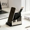 Bandeja de Escritorio Compacta para Notas Forma de Piano Portalápices, Organizador Creativo Temático Musical, con Soporte para Teléfono Almacenamiento Pequeño de Escritorio Diseño de Portalápices, Papelería