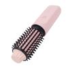 Cordless Hair Curling Iron Brush Portable Anti Scald Heated Round Thermal Brush for All Hair Type Pink