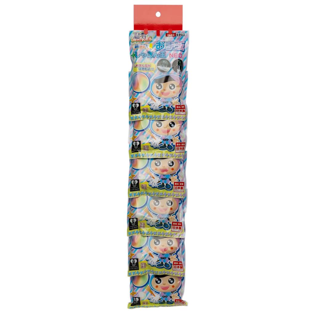 Tomoda Bubble Blower Set, Made in Japan, 6 Bubble Blower Set, Includes Bubble Stick, Tray, Refill Solution, Hanging Display Stand, Outdoor Play Toy,