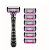 6pcs -layer Classic Razor, Razor Set, Stainless Steel Blade, Manual Safety Razor, Reusable Blade, Silicone Anti-skid Layer