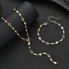IF ME 2 Pcs Heart Zircon Tassel Bracelet Necklace Set Fashion Women Jewelry For Daily Wear Party Wedding Birthday Christmas Gift.
