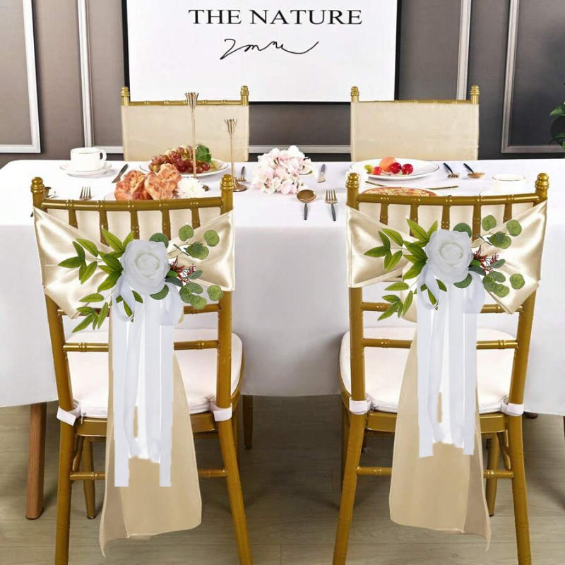 Outdoor Wedding Decoration Rose Chair Back Flower Wedding Car Mirror Flower Wedding Corridor Hotel Chair Back Flower