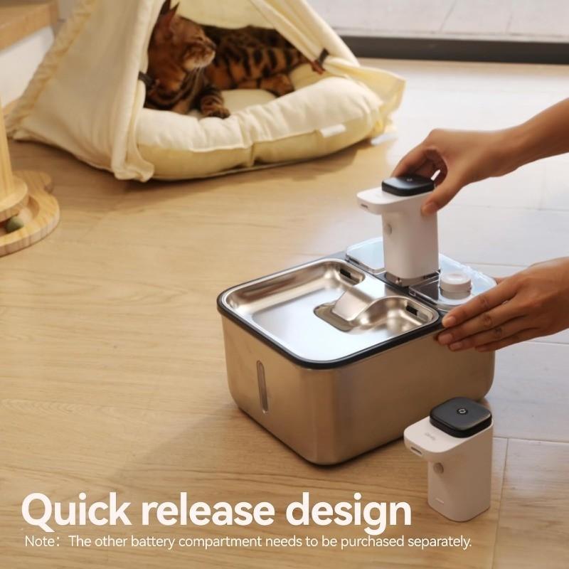 3.5L Stainless Steel Cat Water Fountain Wireless Automatic Metal Dog Water Dispenser Battery Operated Pet Drinking Fountain