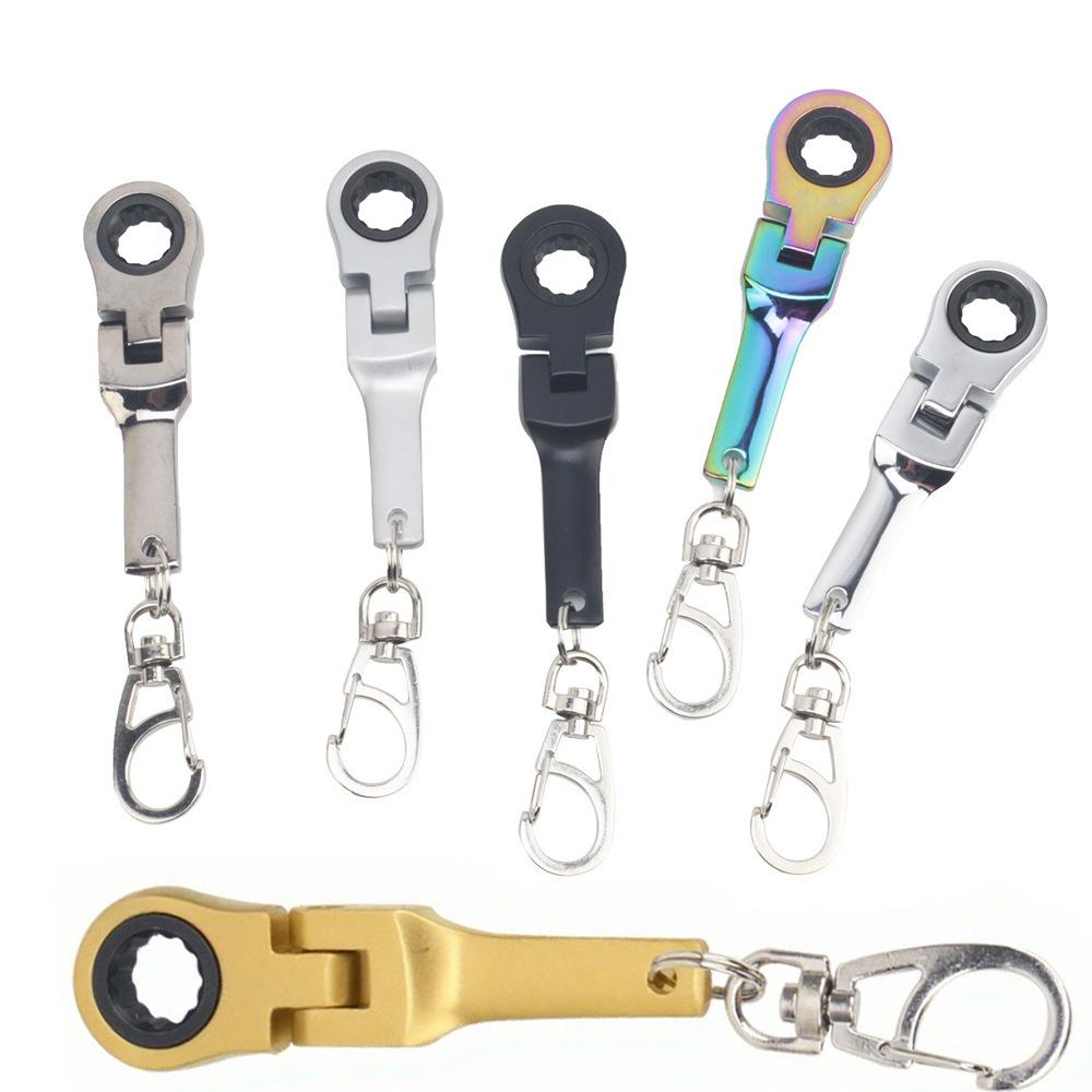 Custom Color Flexible Head Anodized Mini 10mm Ratchet Wrench with Keychain Adjustable Hand Repair Tool