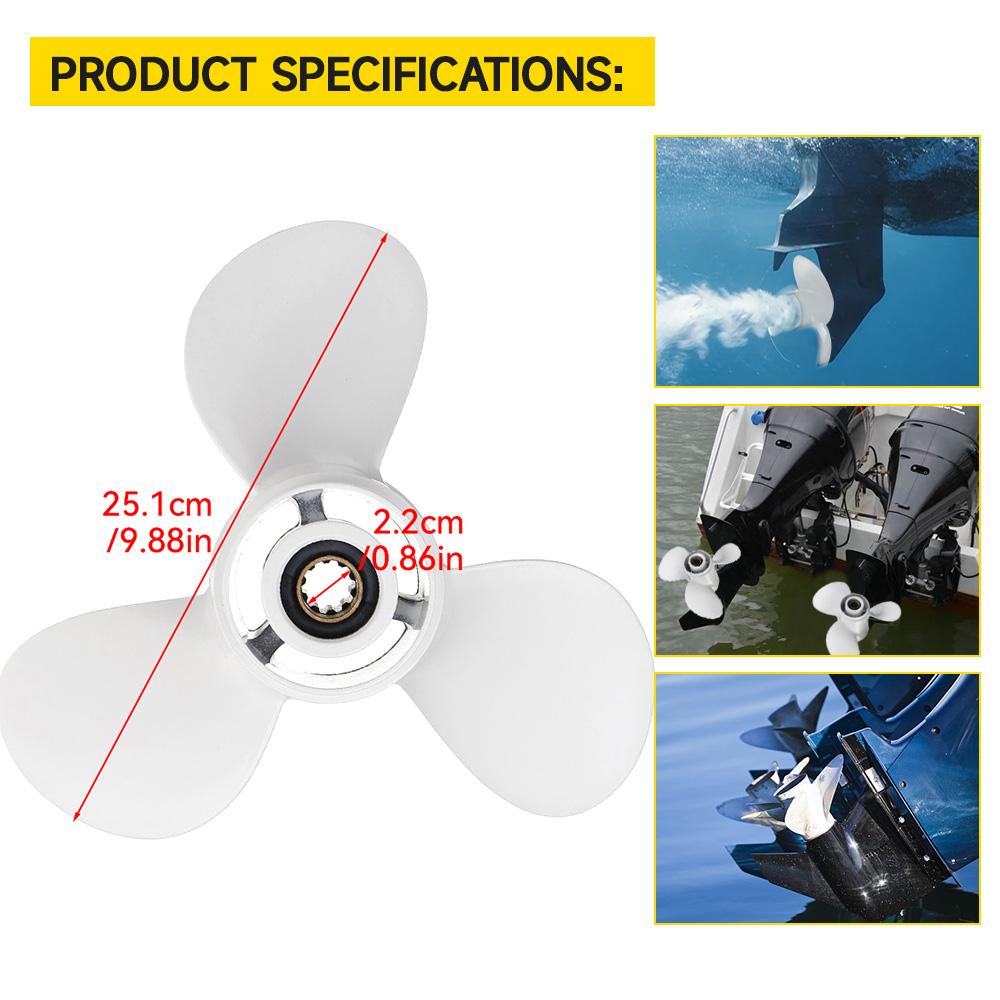9 7/8x14 Outboard Propeller For Yamaha 20-30HP Marine Outboard Motor Propeller 664-45952-00-EL Aluminum Alloy Propeller
