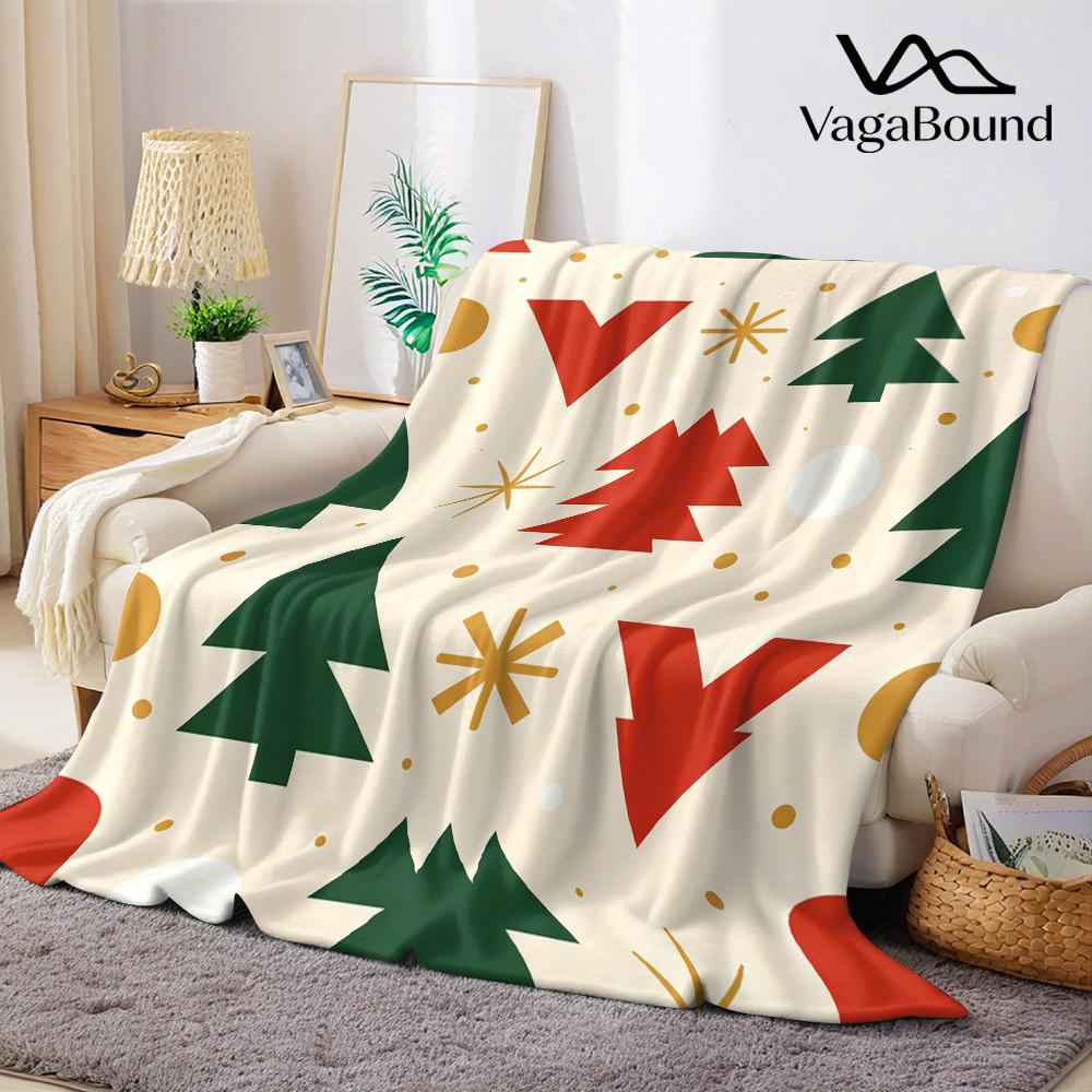 Bold Geometric Christmas Flannel Blanket Warm Soft Halloween Christmas All-Season Couch Decorative Cozy Warm Gift