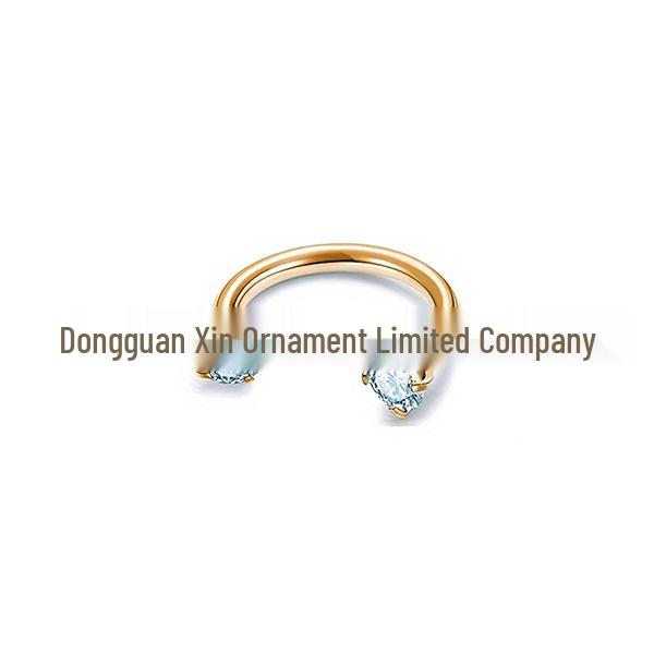 Stainless Steel U-Shaped Nose Ring with Double Zirconia