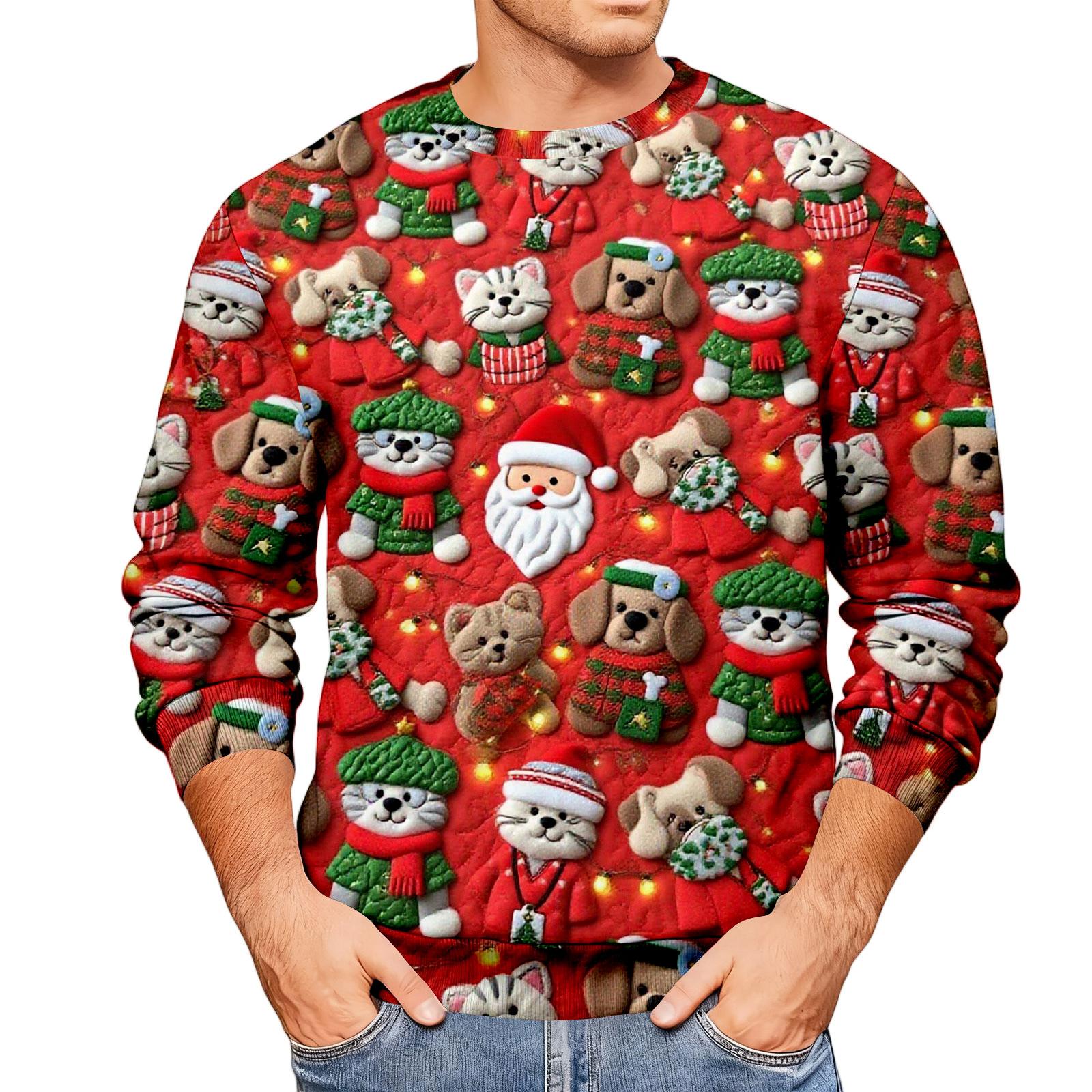 

Свободное мужское худи с рождественским принтом M винный