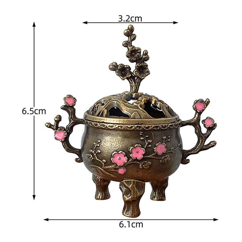 Mini Pflaumenblüten Glücks-Räuchergefäß Metall Lotus Räuchergefäß Schale Räucherstäbchenhalter mit Griff Yoga Meditation Heimdeko